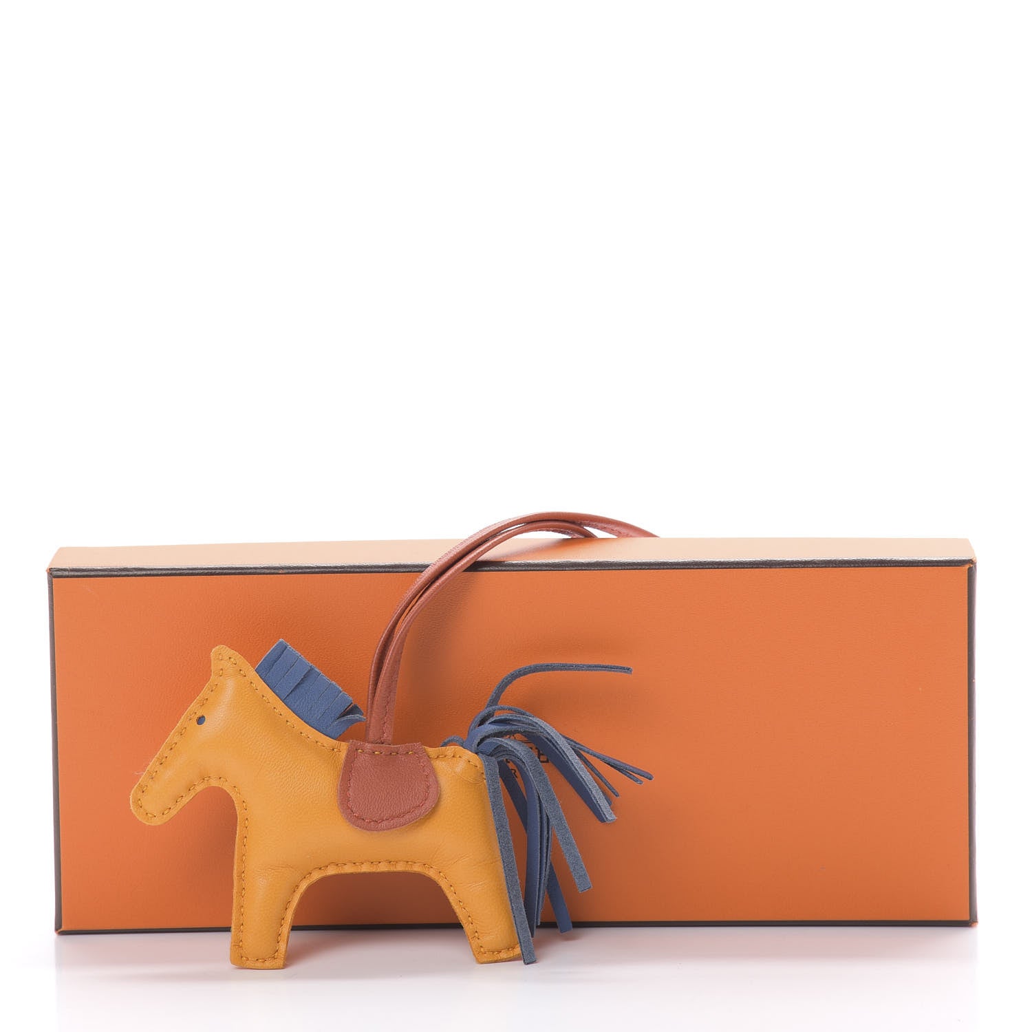 Hermes Milo Lambskin Grigri Rodeo Horse Bag Charm PM Jaune D'Or Bleu Agate Cornaline 4 of 4