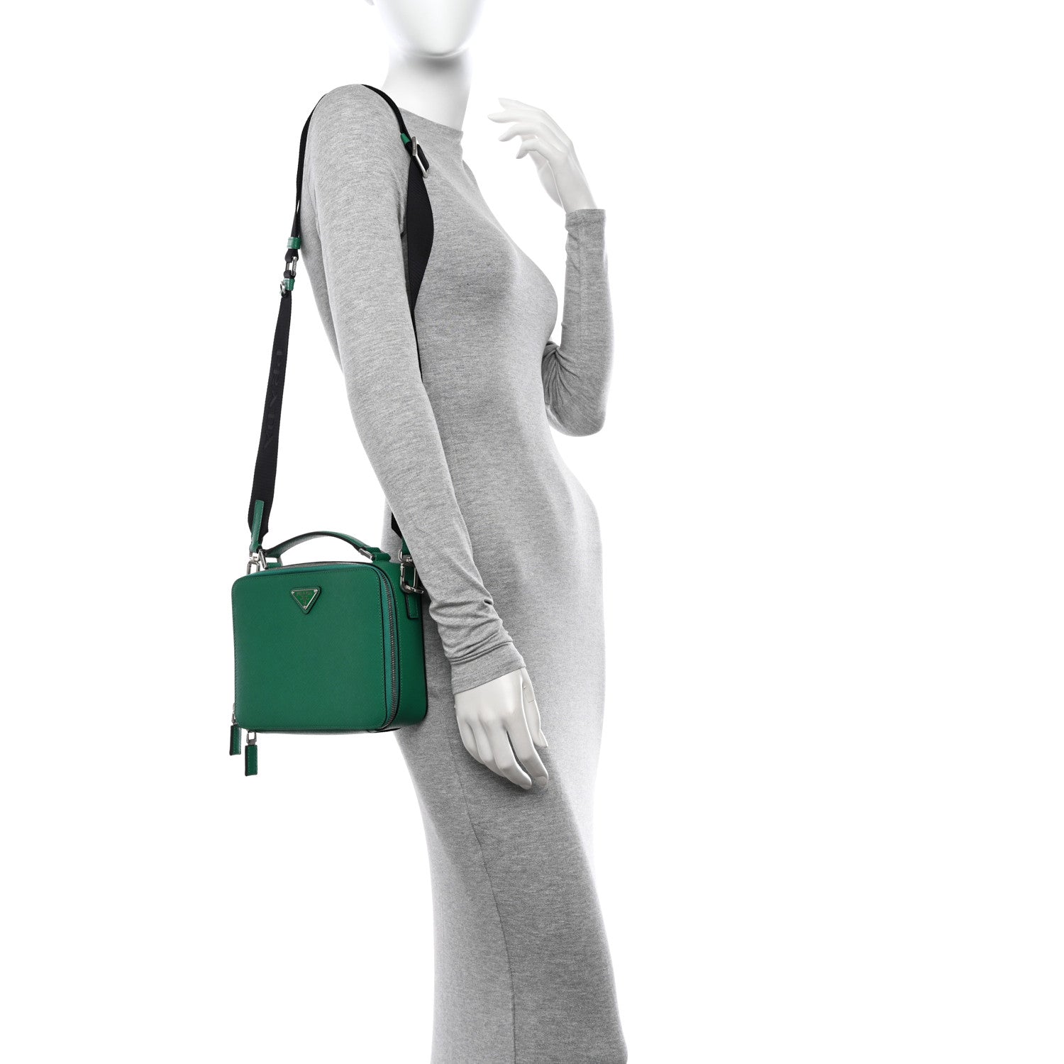 Prada Saffiano Travel Medium Brique Crossbody Bag Mango 3 of 12