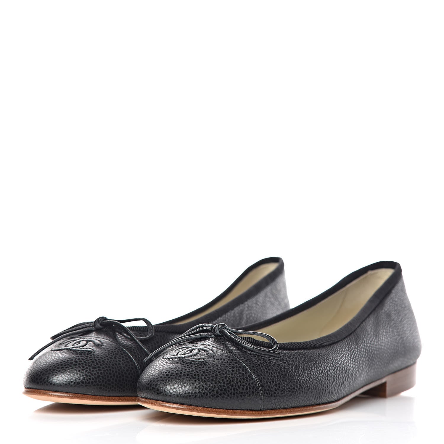 Chanel Caviar Cap Toe Ballerina Flats 38 Black 2 of 9