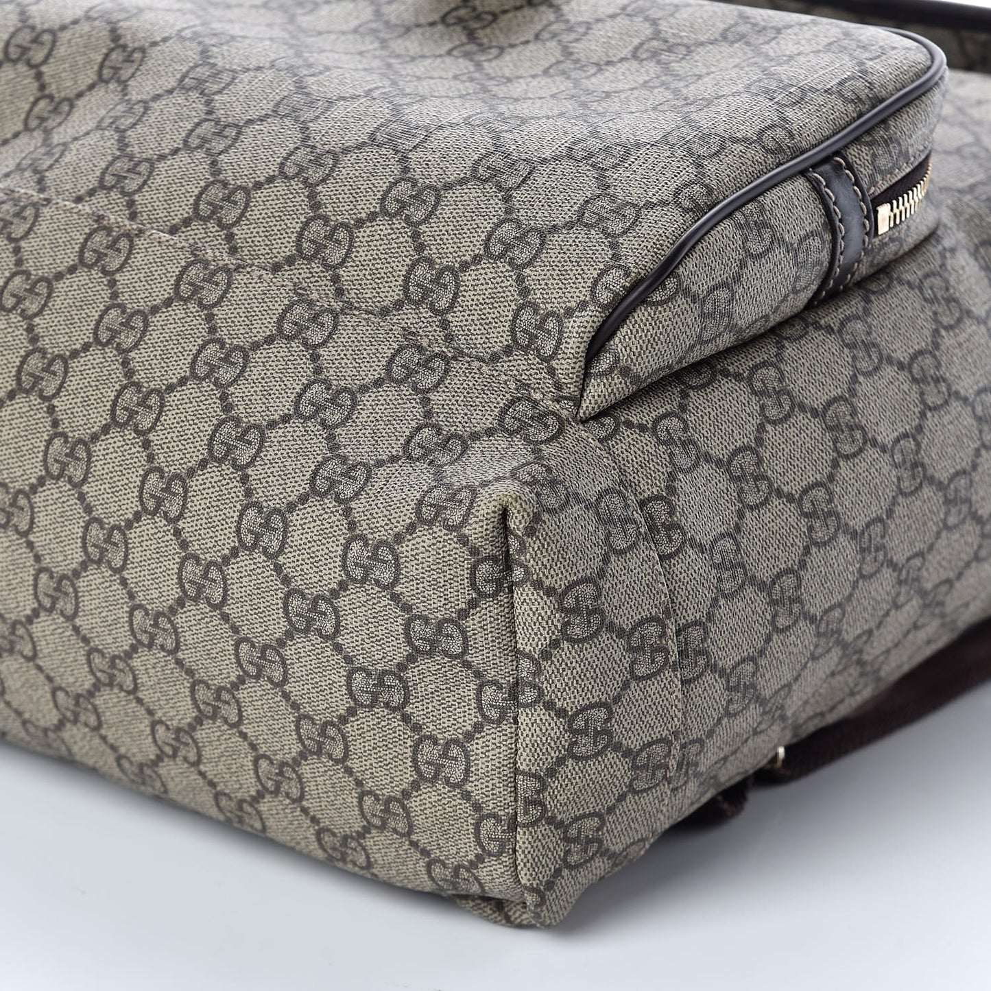 GG Supreme Monogram Medium Single Buckle Rucksack Backpack Beige Ebony Brown