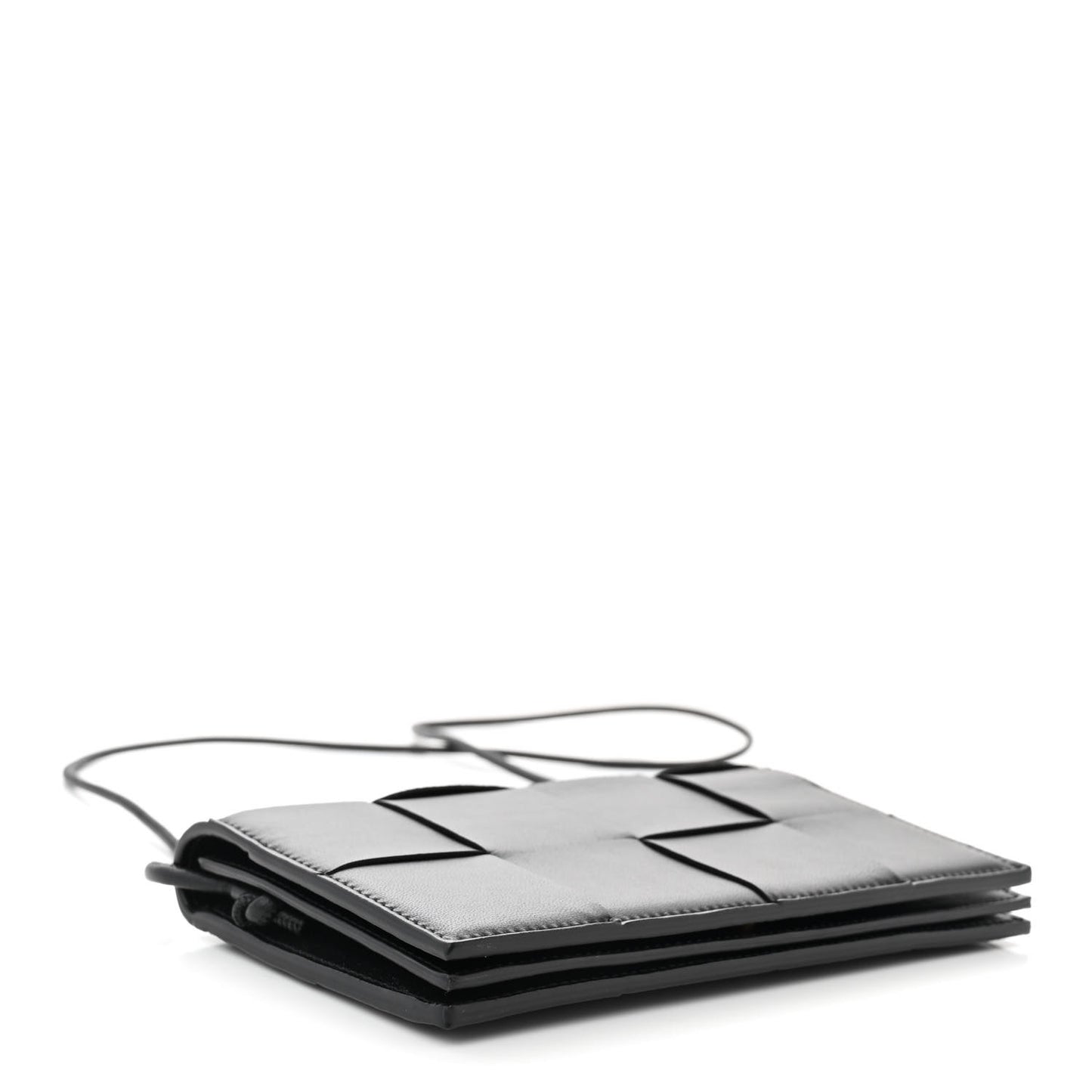Lambskin Maxi Intreccio Cassette Wallet On Strap Black