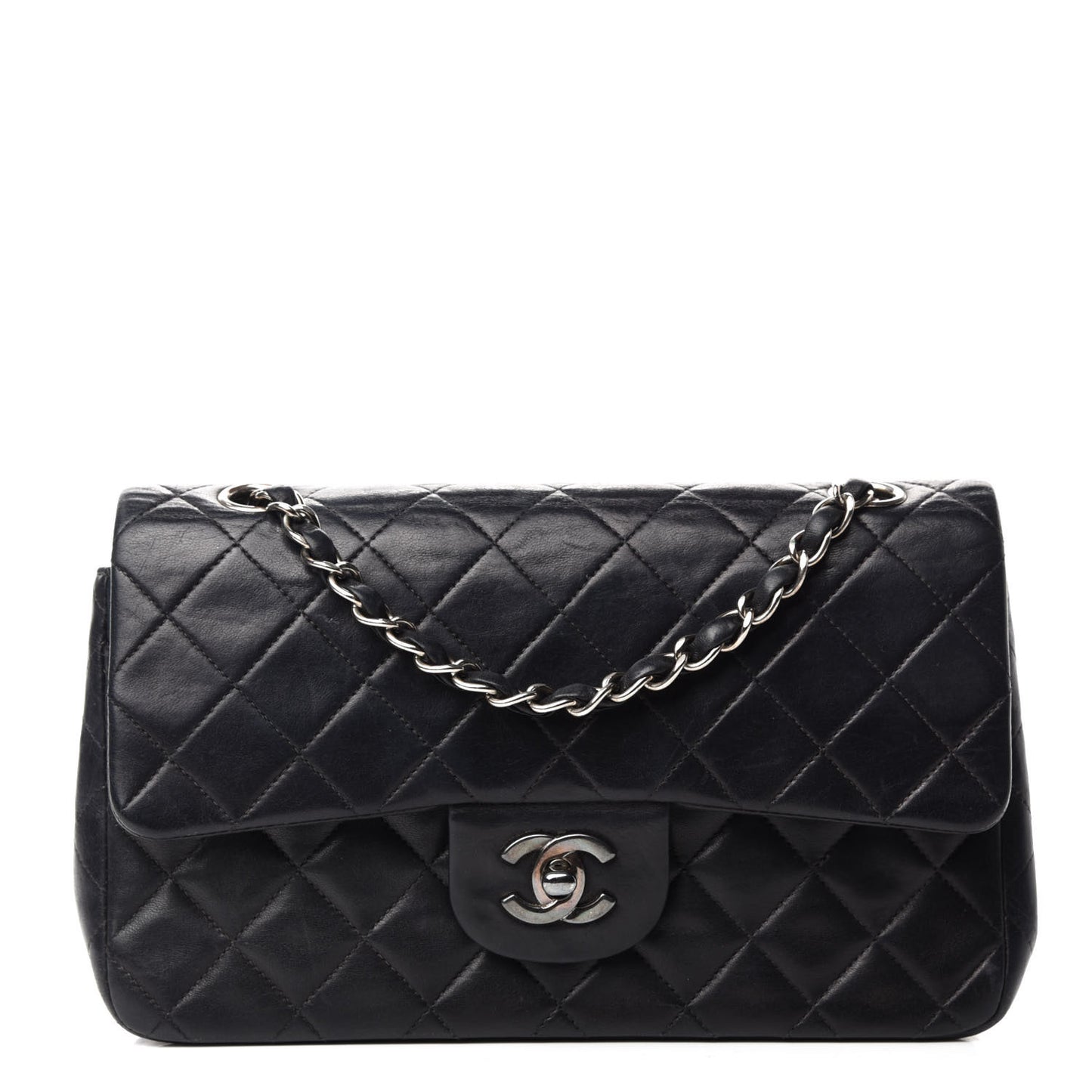 Lambskin Quilted Small Double Flap Black