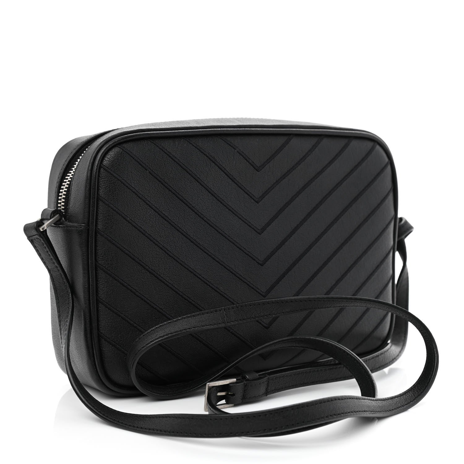 Saint Laurent Calfskin Studded Matelasse Monogram Lou Camera Bag Black 3 of 10