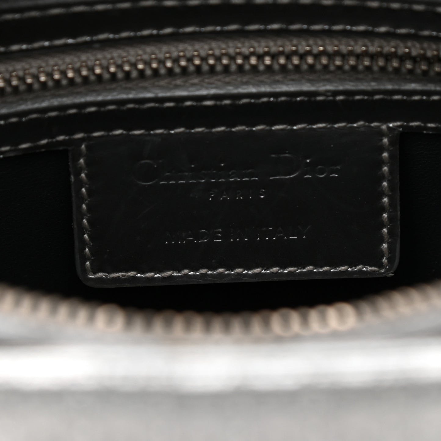 Metallic Patent Micro-Cannage Medium Lady Dior Silver