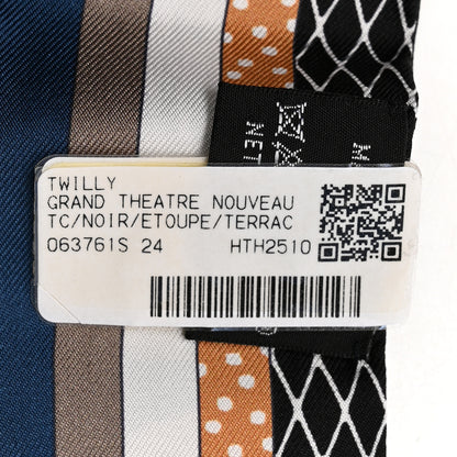 Hermes Silk Twilly Grand Theatre Nouveau Black Etoupe Terracotta 3 of 4
