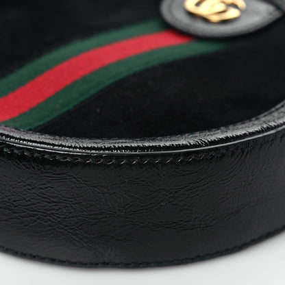 Gucci Suede Patent Web Mini Ophidia Round Shoulder Bag Black 10 of 10