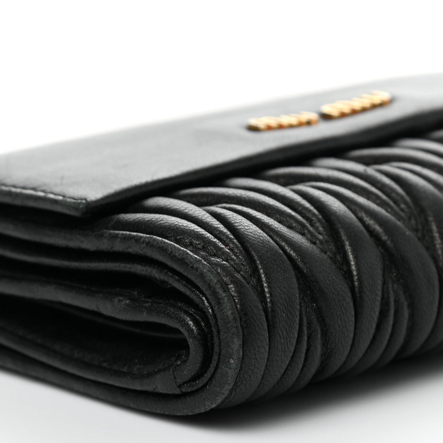 Nappa Matelasse Tri-Fold Flap Wallet Black