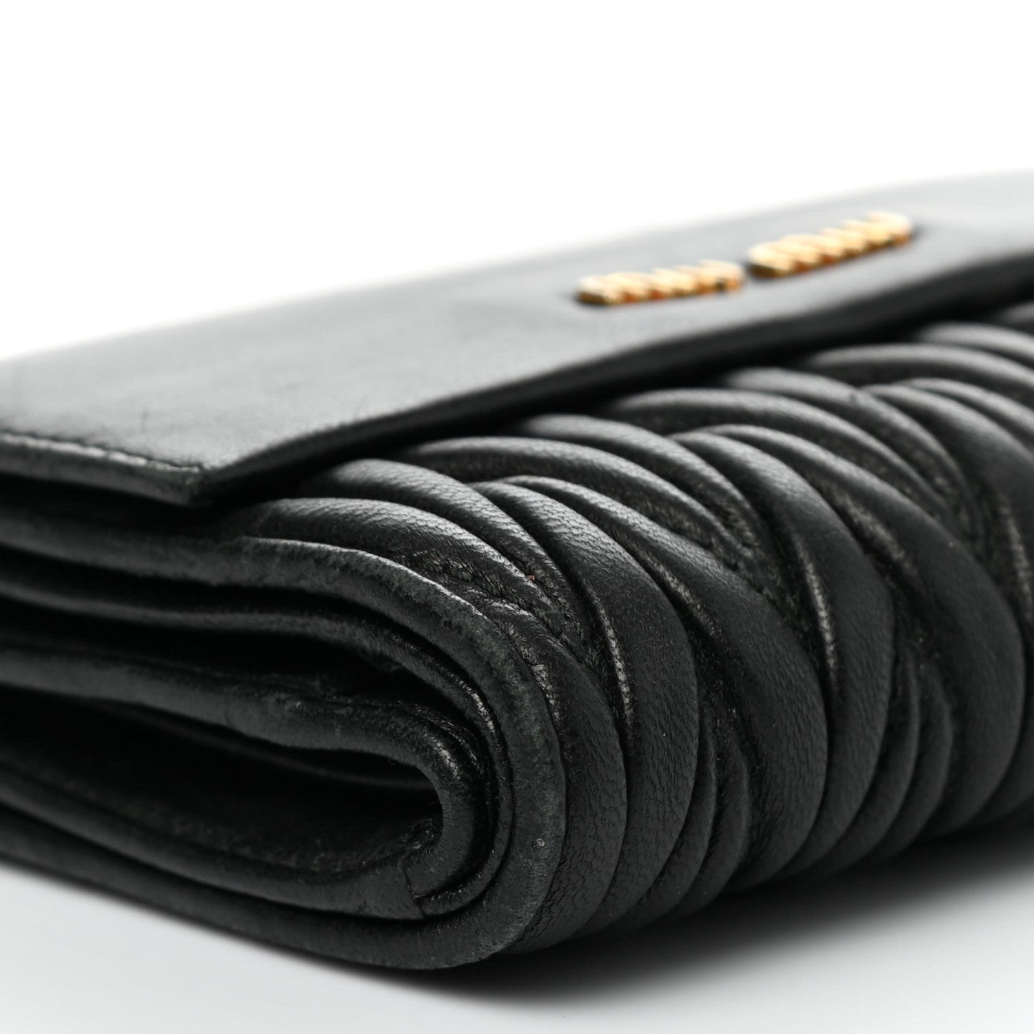 Miu Miu Nappa Matelasse Tri-Fold Flap Wallet Black 9 of 12