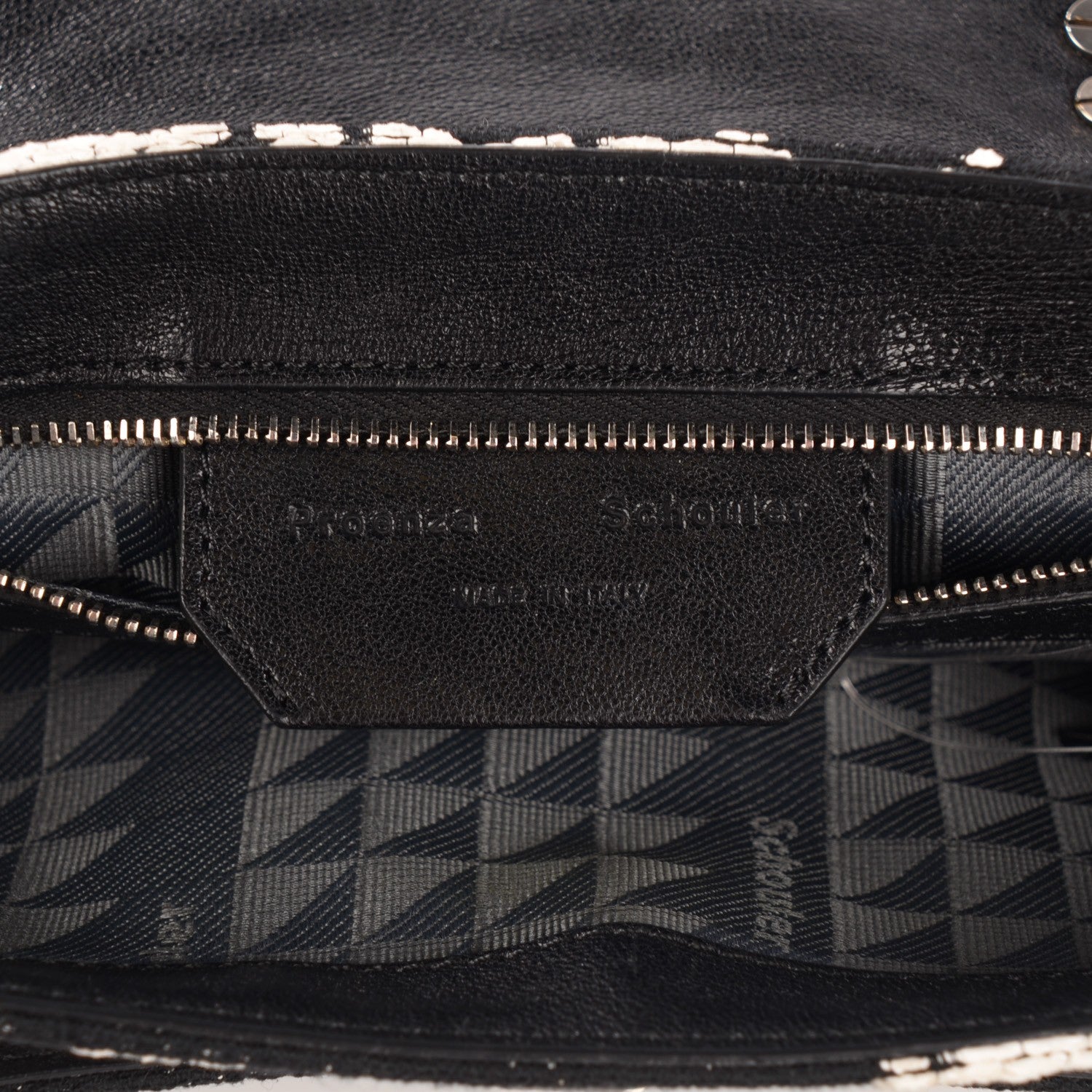 Proenza Schouler Jacquard Woodblock PS1 Tiny Satchel Black White 11 of 12