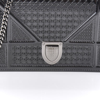 Christian Dior Metallic Patent Micro-Cannage Diorama Wallet on Chain Pouch Onyx Black 10 of 10