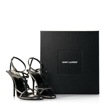 Saint Laurent Metallic Calfskin Cassandra 110 Ankle Strap Sandals 39.5 Argento 10 of 10