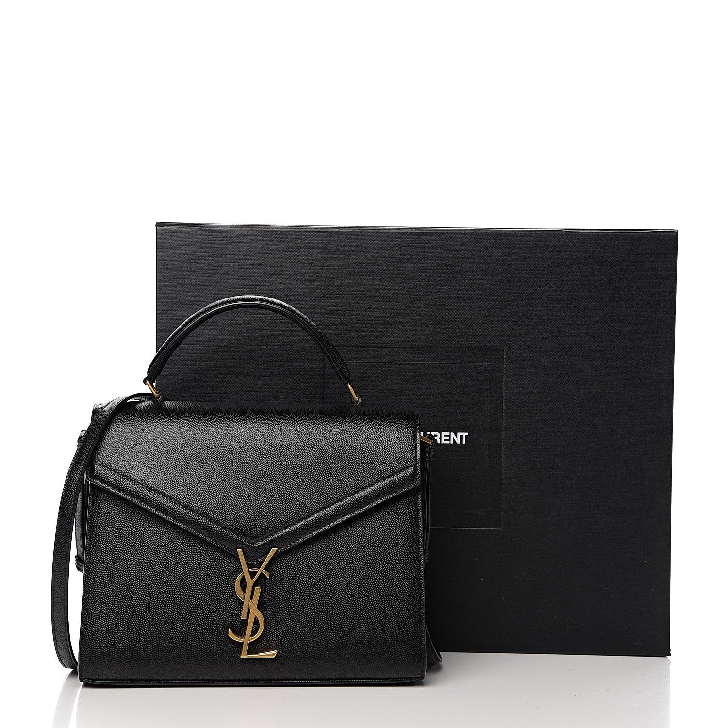 Saint Laurent Grain de Poudre Medium Classic Monogram Cassandra Top Handle Black Rouge Legion 10 of 10