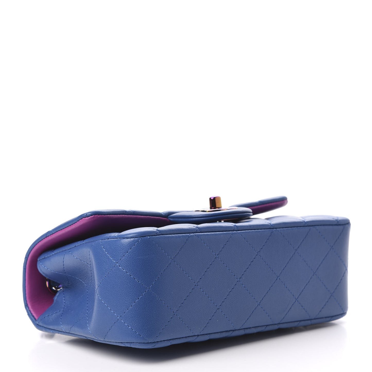 Lambskin Quilted Mini Rectangular Flap Blue Purple