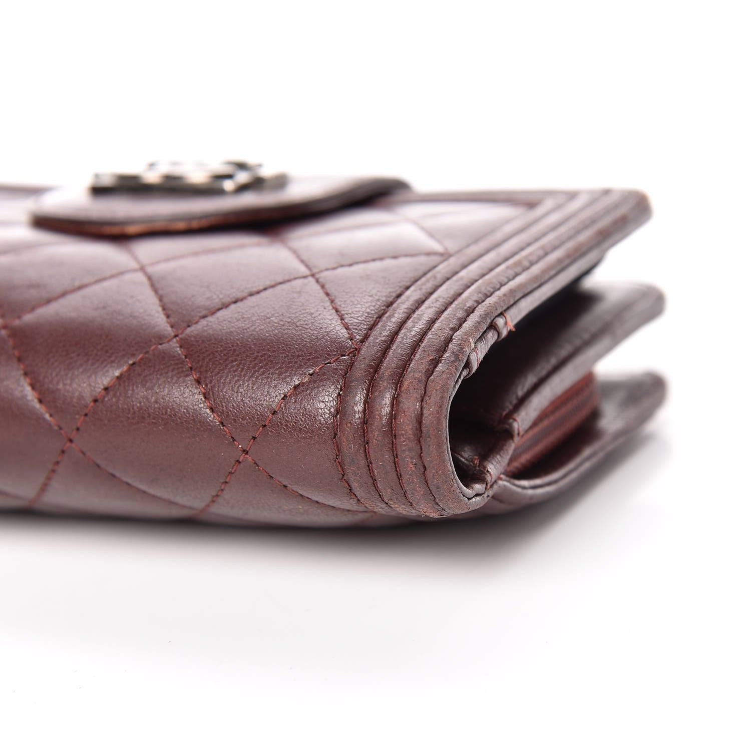 Chanel Lambskin Quilted Boy Zipped Pocket Wallet Burgundy 10 of 13