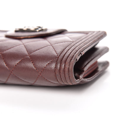 Chanel Lambskin Quilted Boy Zipped Pocket Wallet Burgundy 10 of 13