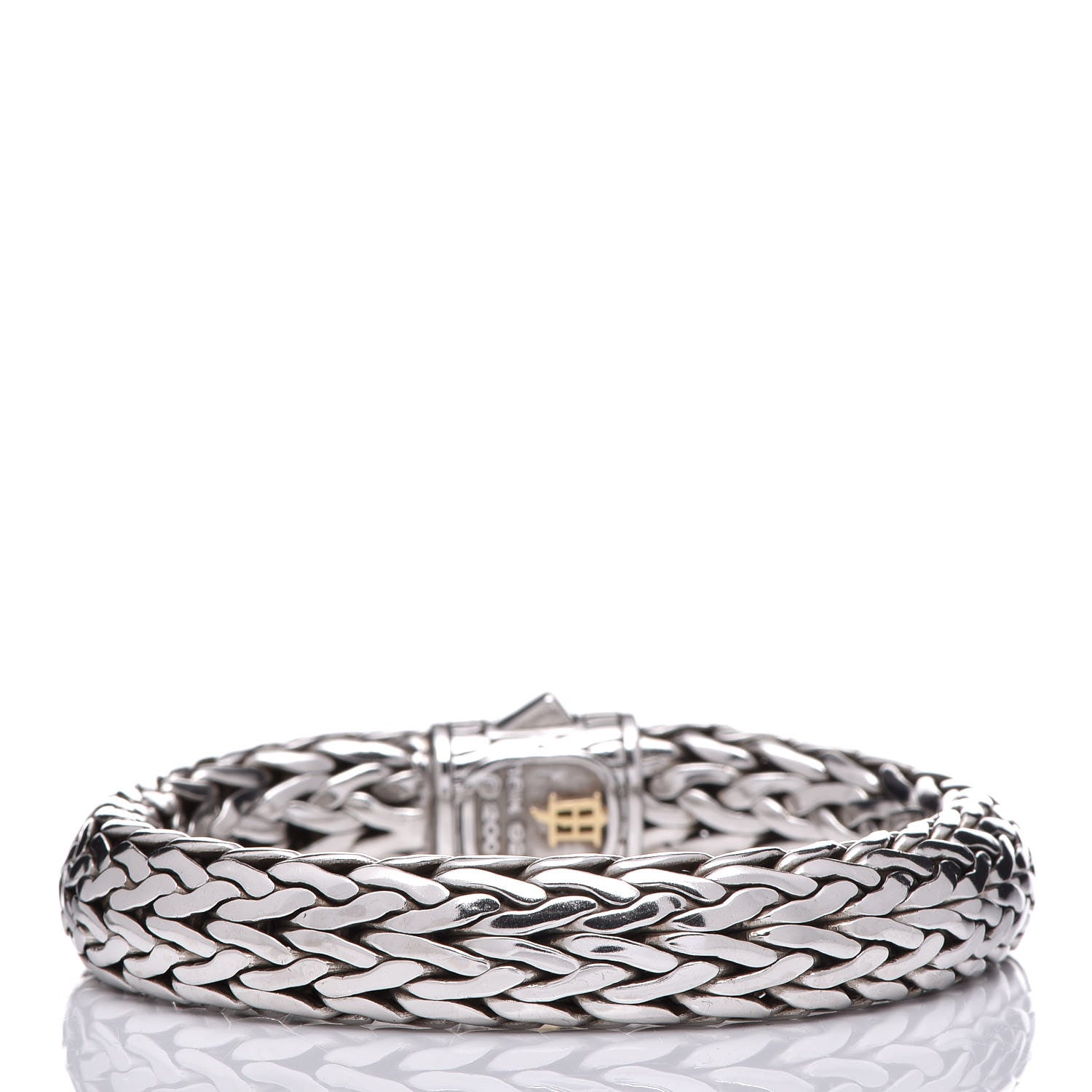 John Hardy Sterling Silver 18K Gold Diamond 11mm Classic Chain Bracelet 3 of 6