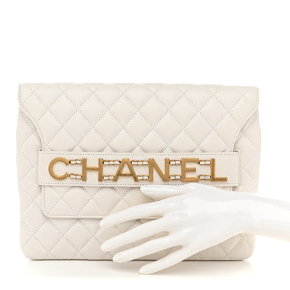Chanel Calfskin Quilted Enchained Clutch White 2 of 8