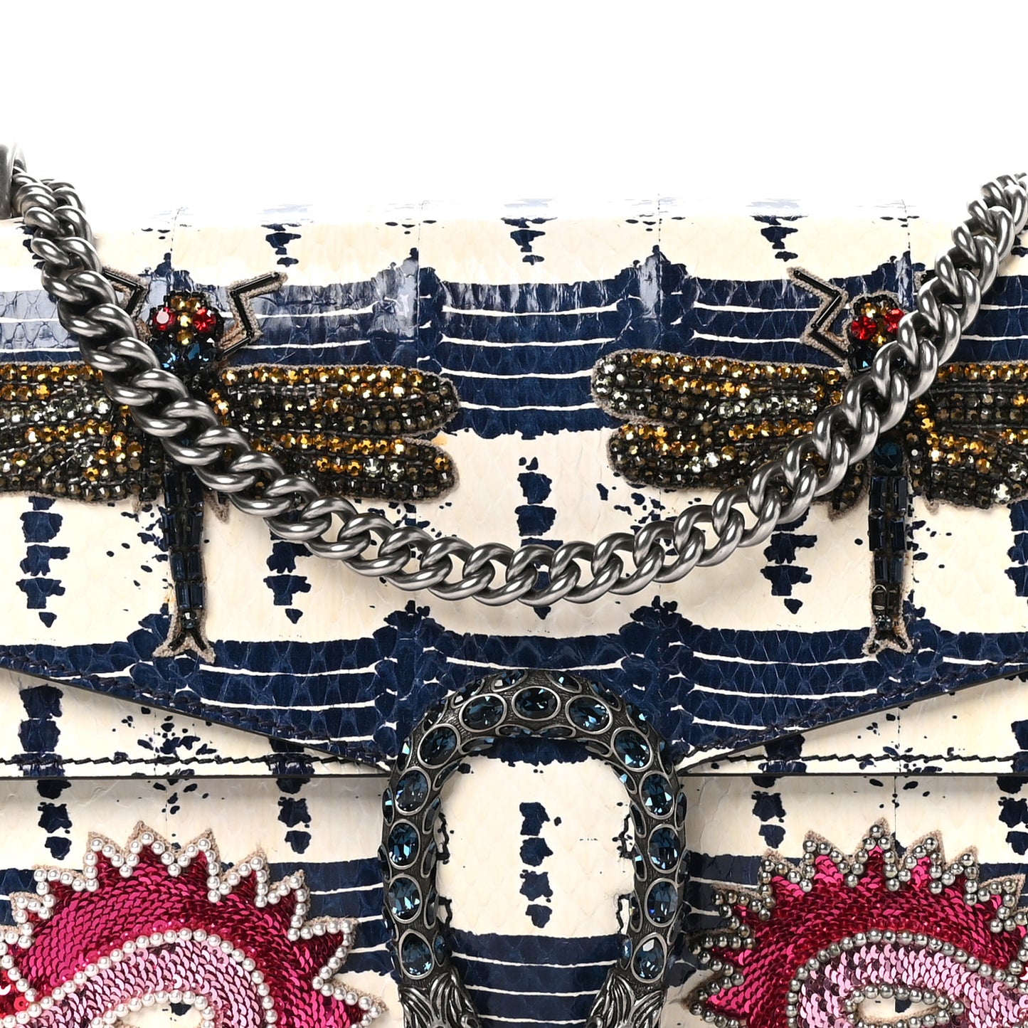 Snakeskin Dragonfly Medium Dionysus Shoulder Bag Blue
