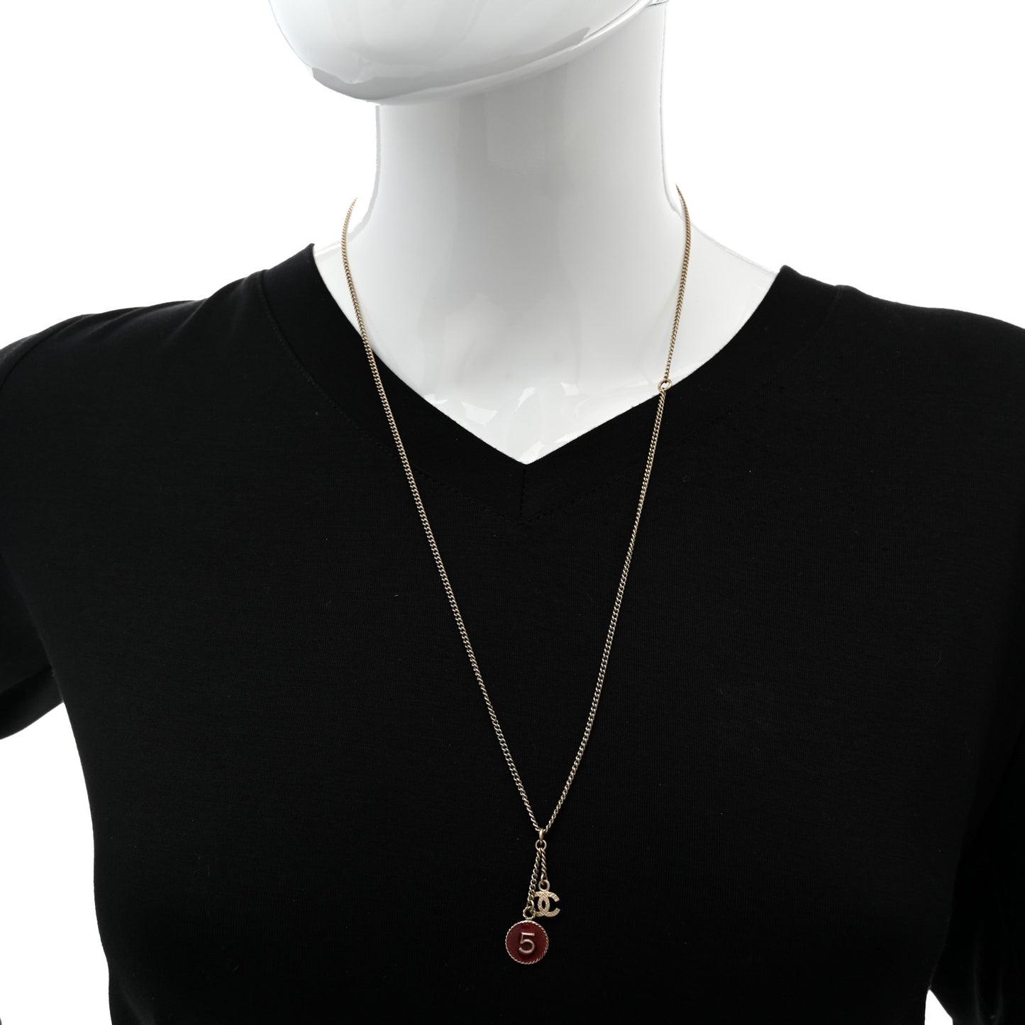 Chain No 5 CC Necklace Red Gold