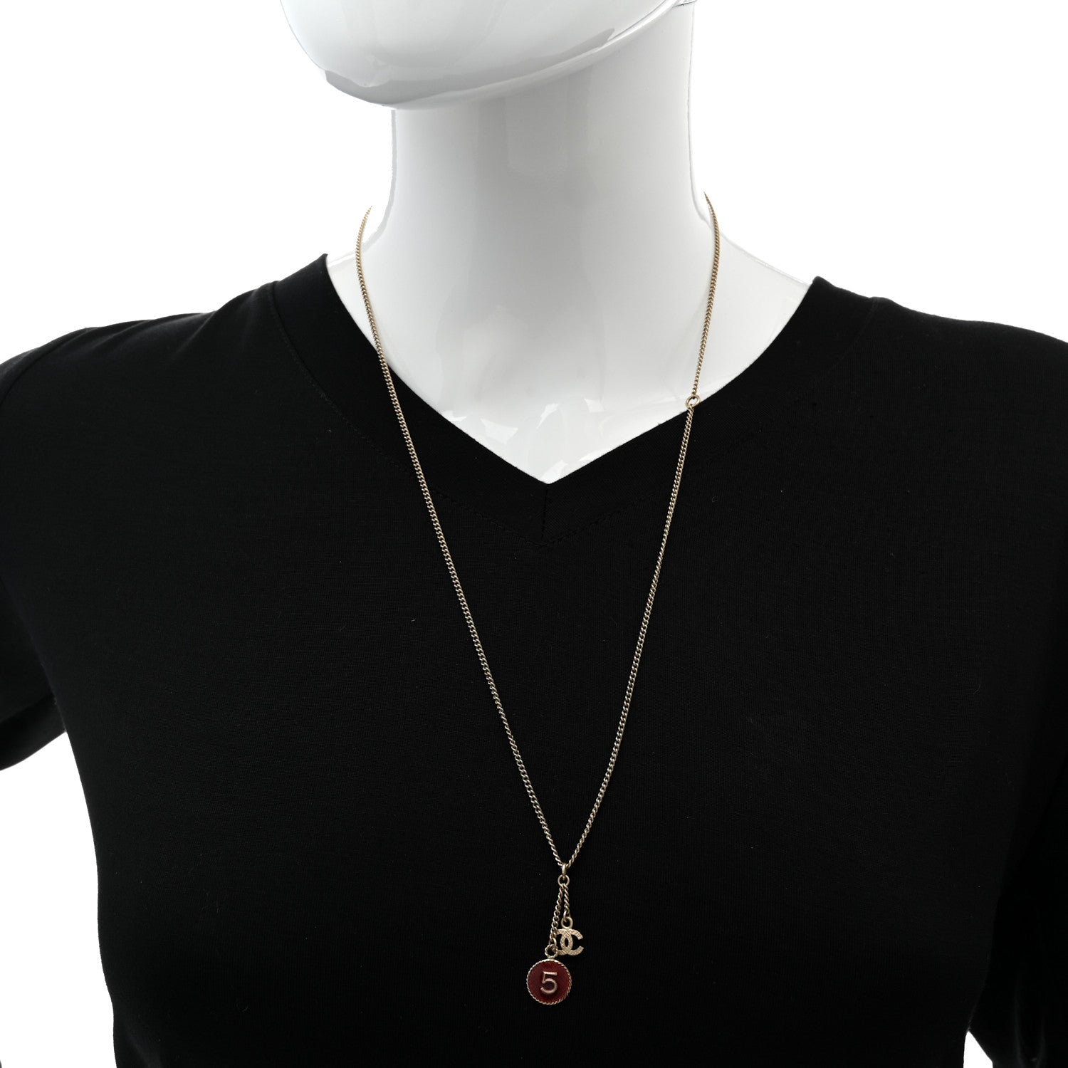 Chanel Chain No 5 CC Necklace Red Gold 2 of 6