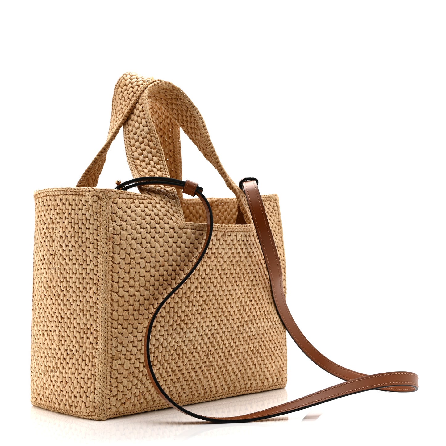 Raffia Small Paula's Ibiza Logo Tote Natural Tan Natural Tan
