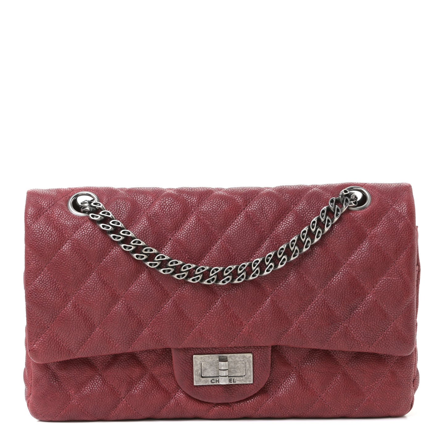 Washed Caviar Quilted 2.55 Reissue 225 Bijoux Chain Flap Red