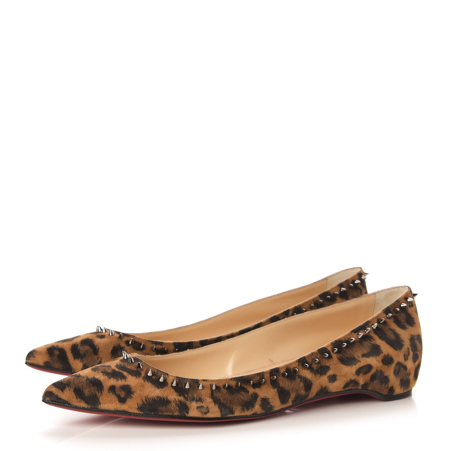 Christian Louboutin Veau Velours Anjalina Flats 40 Leo Gun Metal 3 of 8