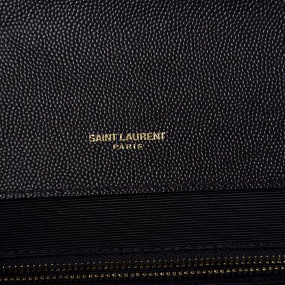 Saint Laurent Grain De Poudre Textured Mixed Matelasse Large Triquilt Monogram Satchel Black 6 of 10