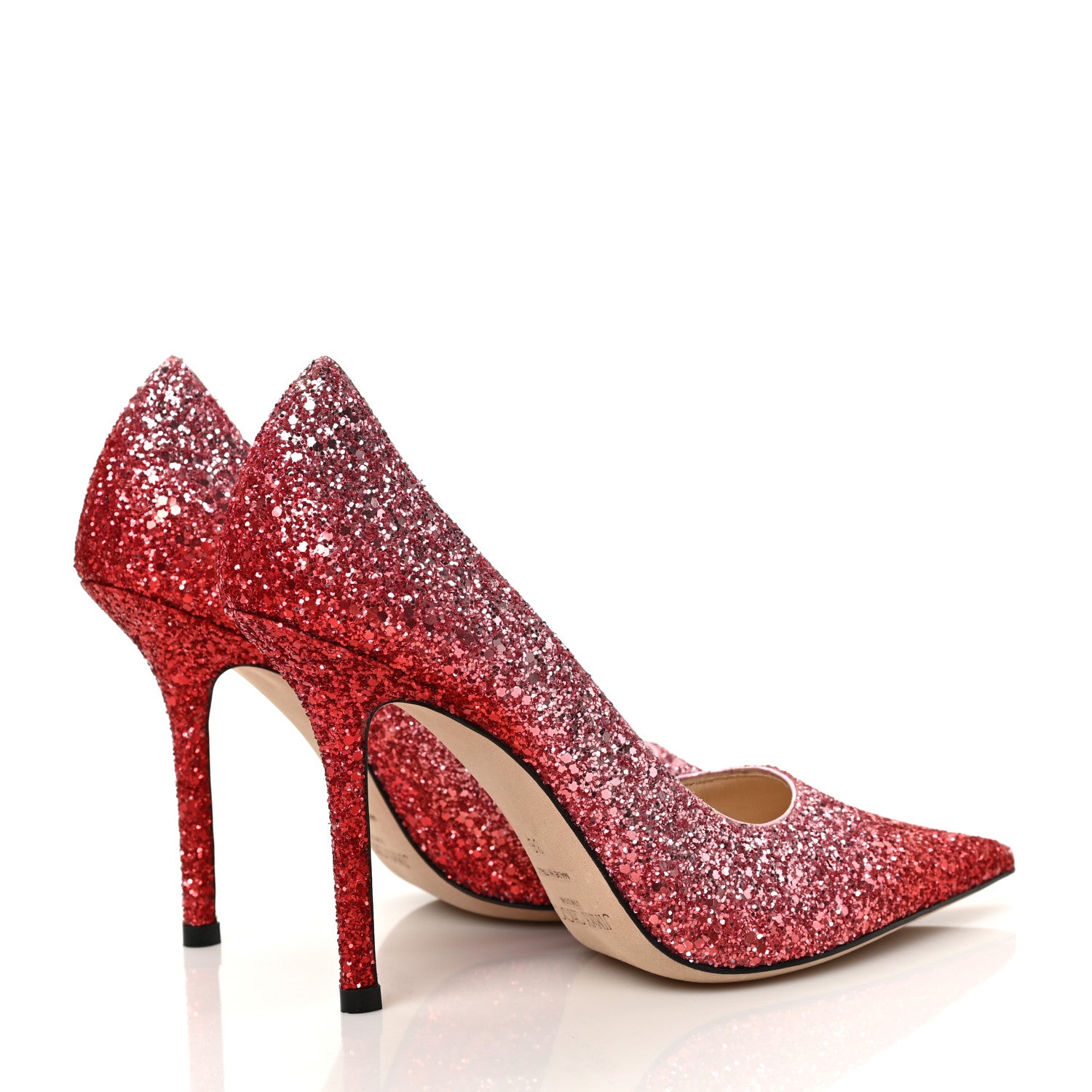 Jimmy Choo Dynamic Coarse Glitter Fabric Love 100 Pumps 36 Bubble Red 4 of 7