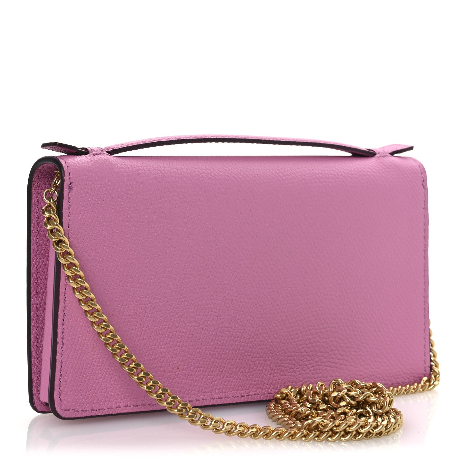 Valentino Garavani Grainy Calfskin VLogo Top Handle Wallet With Chain Feminine Pink 2 of 8