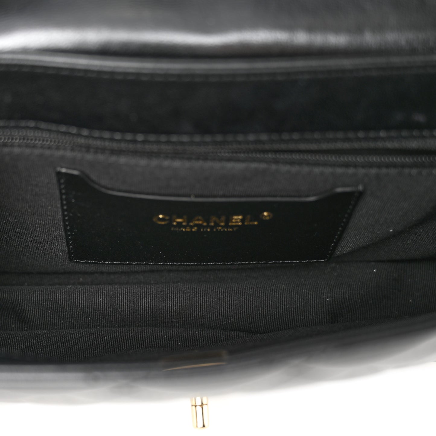 Lambskin Patent Calfskin Quilted Small Flap Bag Black