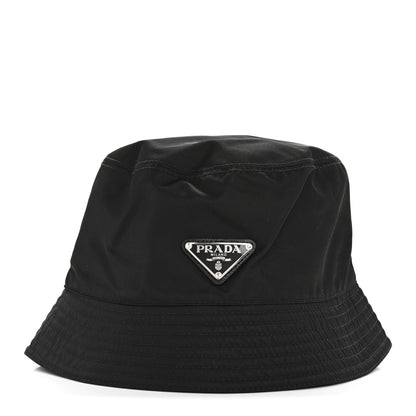 Prada Re-Nylon Metal Triangle Logo Womens Bucket Hat M Black 3 of 8