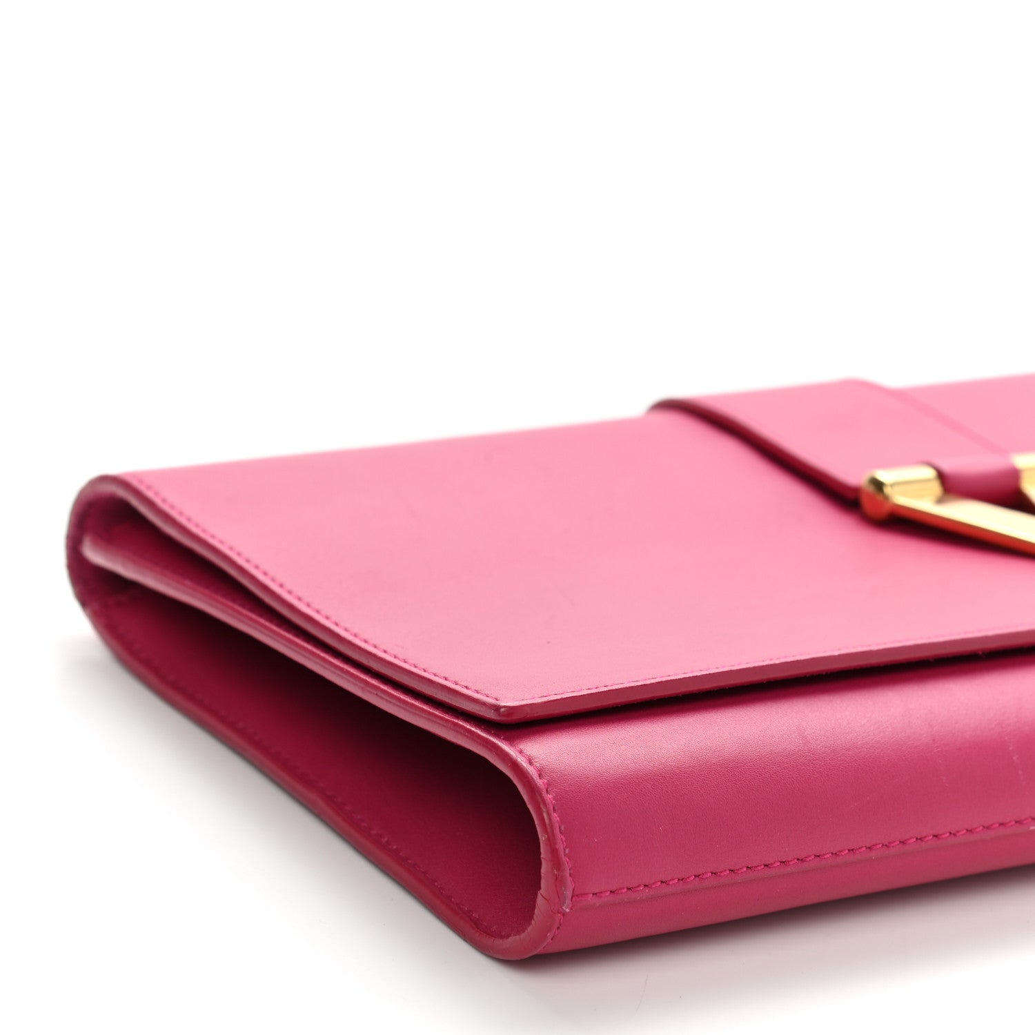 Saint Laurent Calfskin Classic Y Ligne Clutch Fuchsia 9 of 15