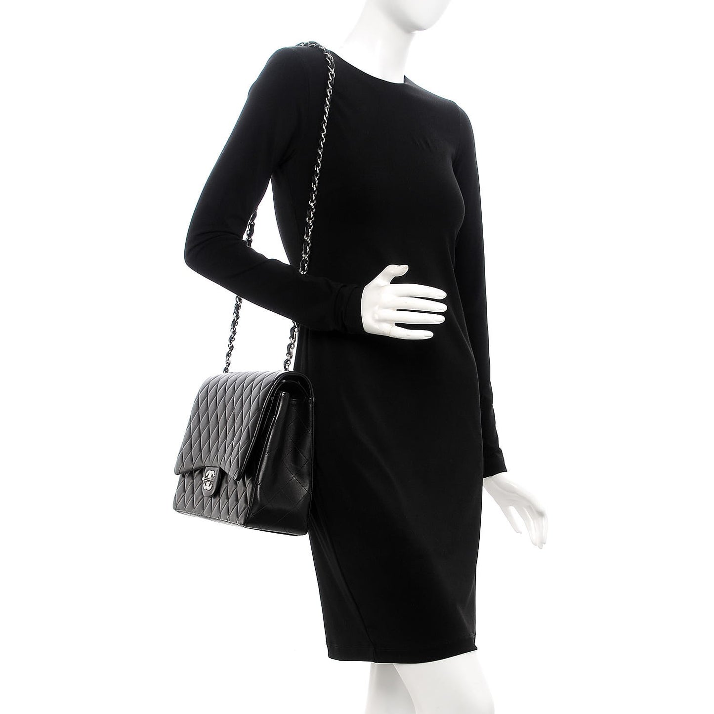 Lambskin Quilted Maxi Double Flap Black