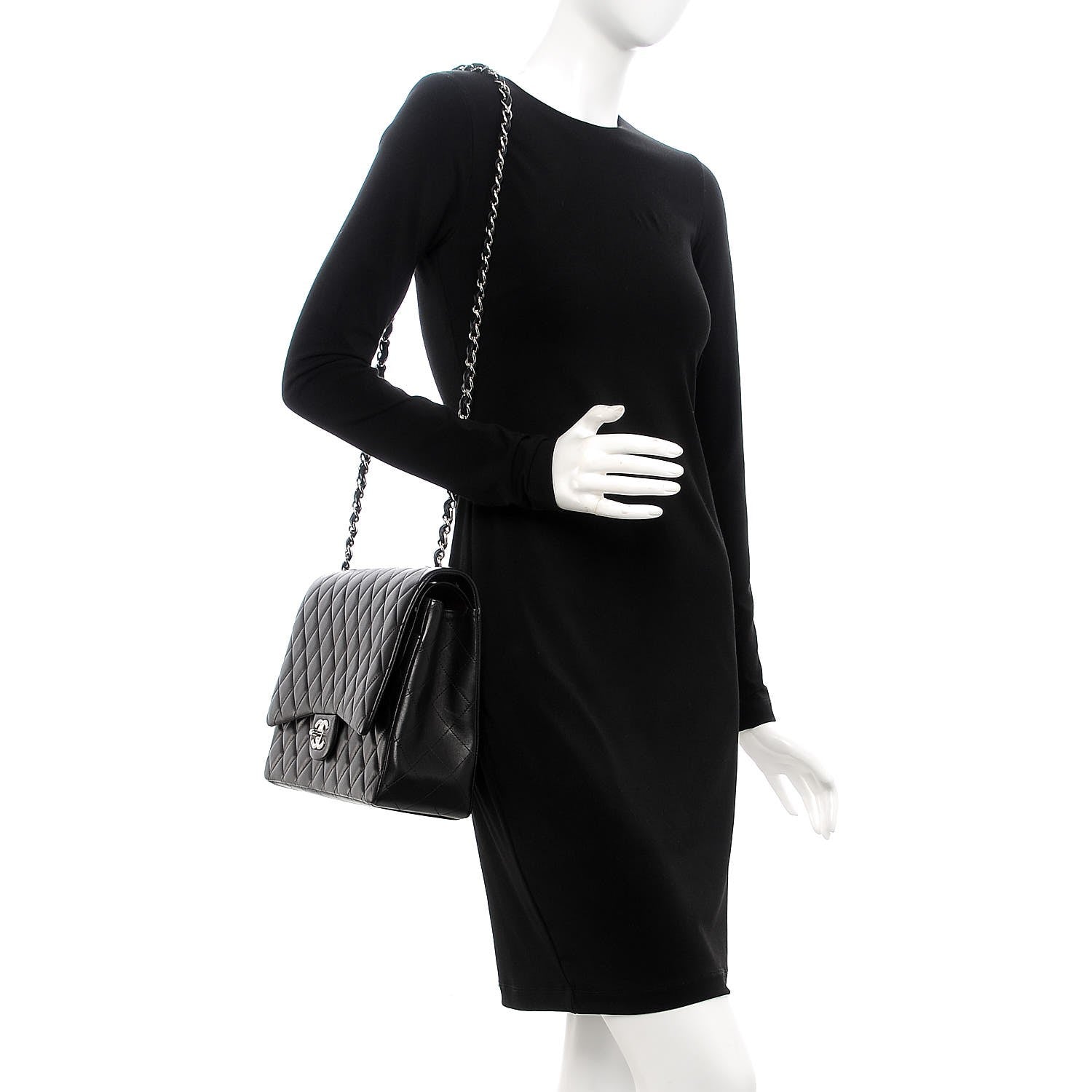 Chanel Lambskin Quilted Maxi Double Flap Black 2 of 8