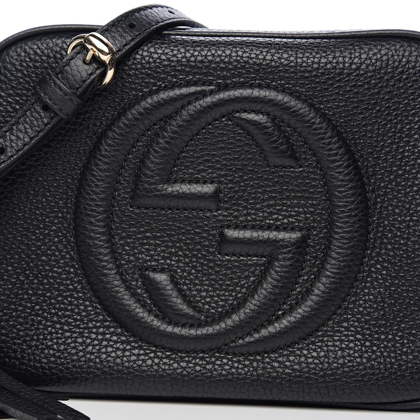 Pebbled Calfskin Small Soho Disco Bag Black