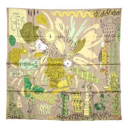 Hermes Silk La Maizeon Des Oiseaux Parleurs Scarf 90 Vert Mastic Absinthe Jaune Soufre 1 of 6