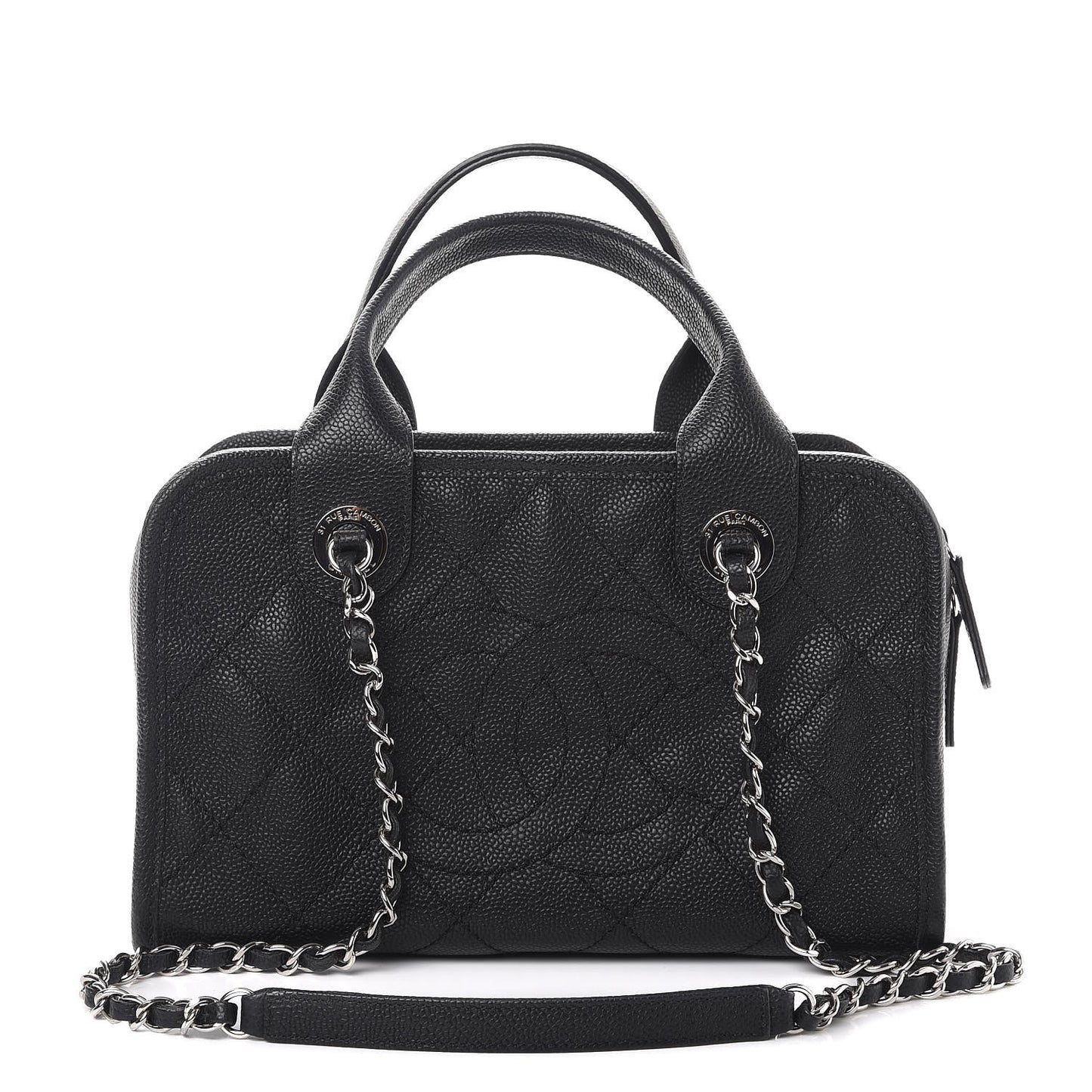 Caviar Quilted Small Deauville Bowling Bag Black