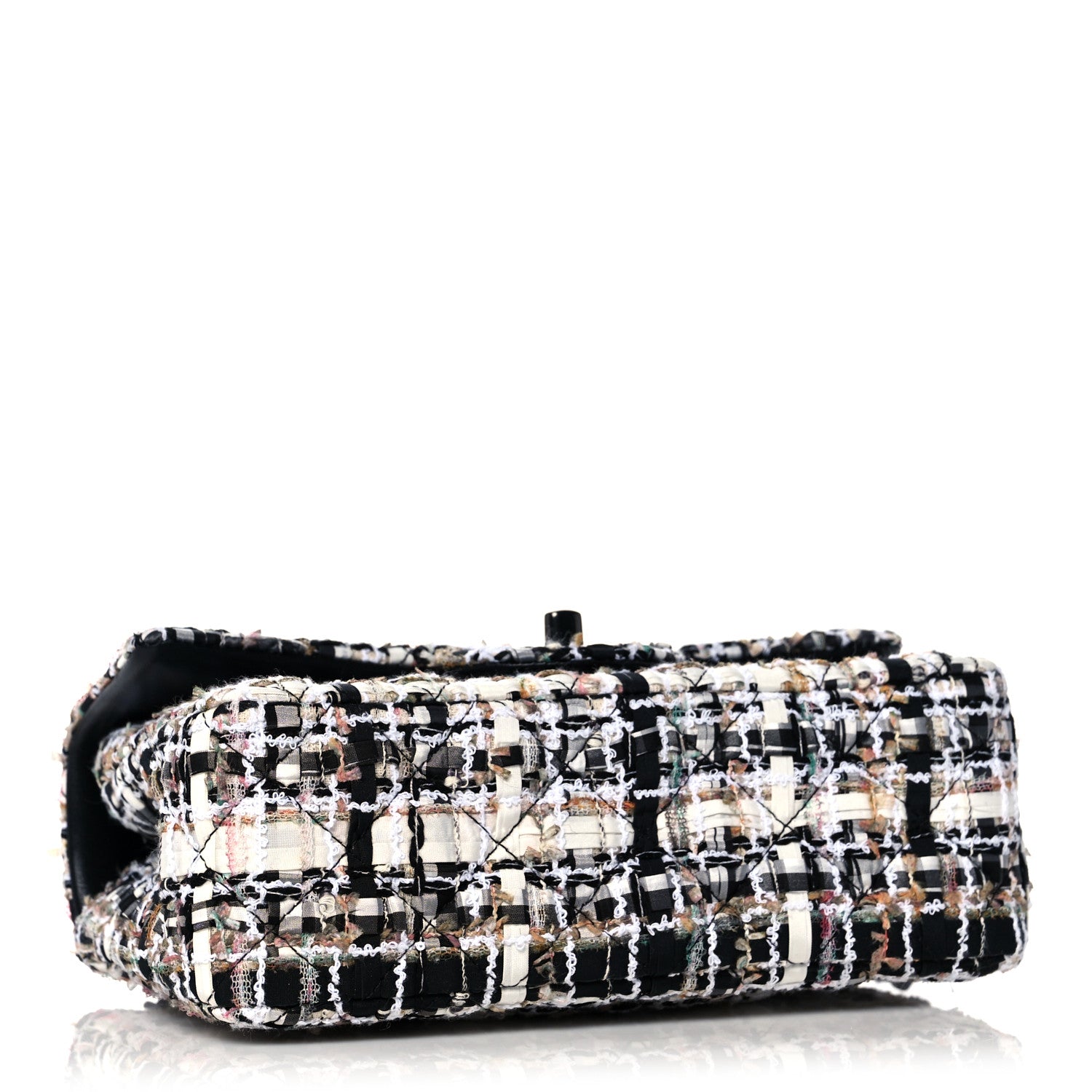 Chanel Tweed Quilted Mini Rectangular Flap White Black Multicolor 4 of 9
