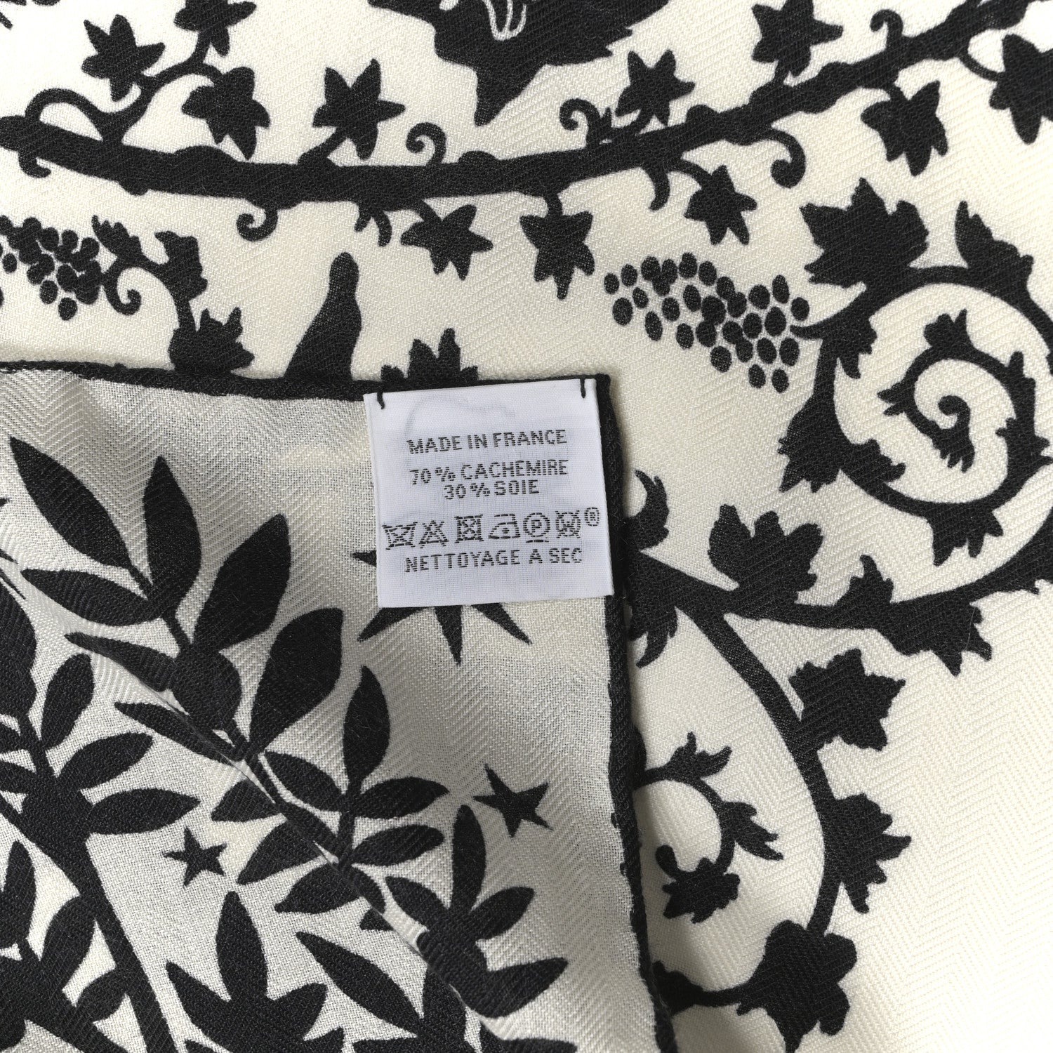 Hermes Cashmere Silk Sous Le Charme d'Orphee Shawl 140 White Black 3 of 7
