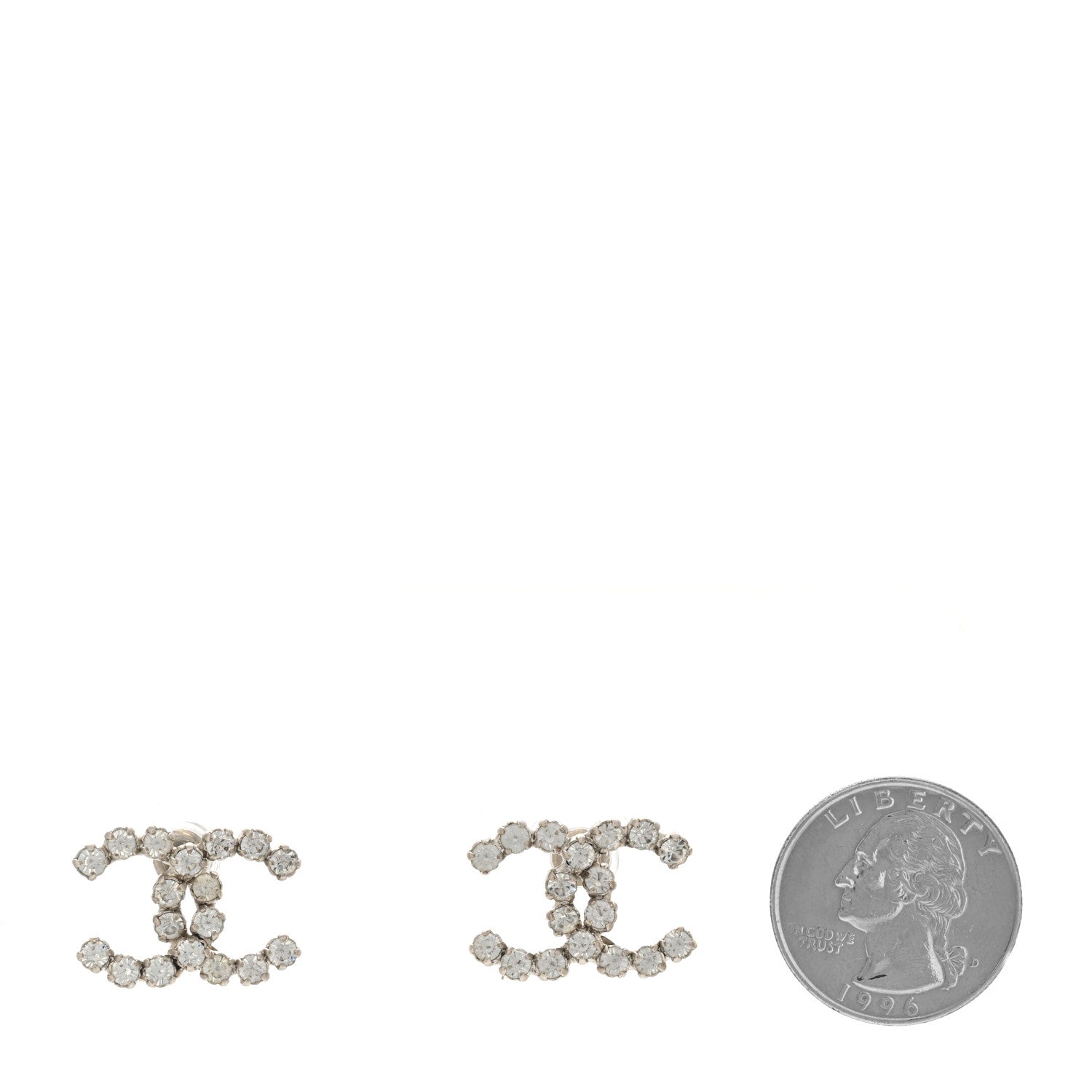 Chanel Crystal Large CC Earrings Silver 2 of 4