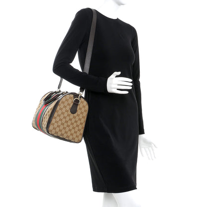 Gucci Monogram Vintage Web Medium Boston Dark Brown 2 of 11