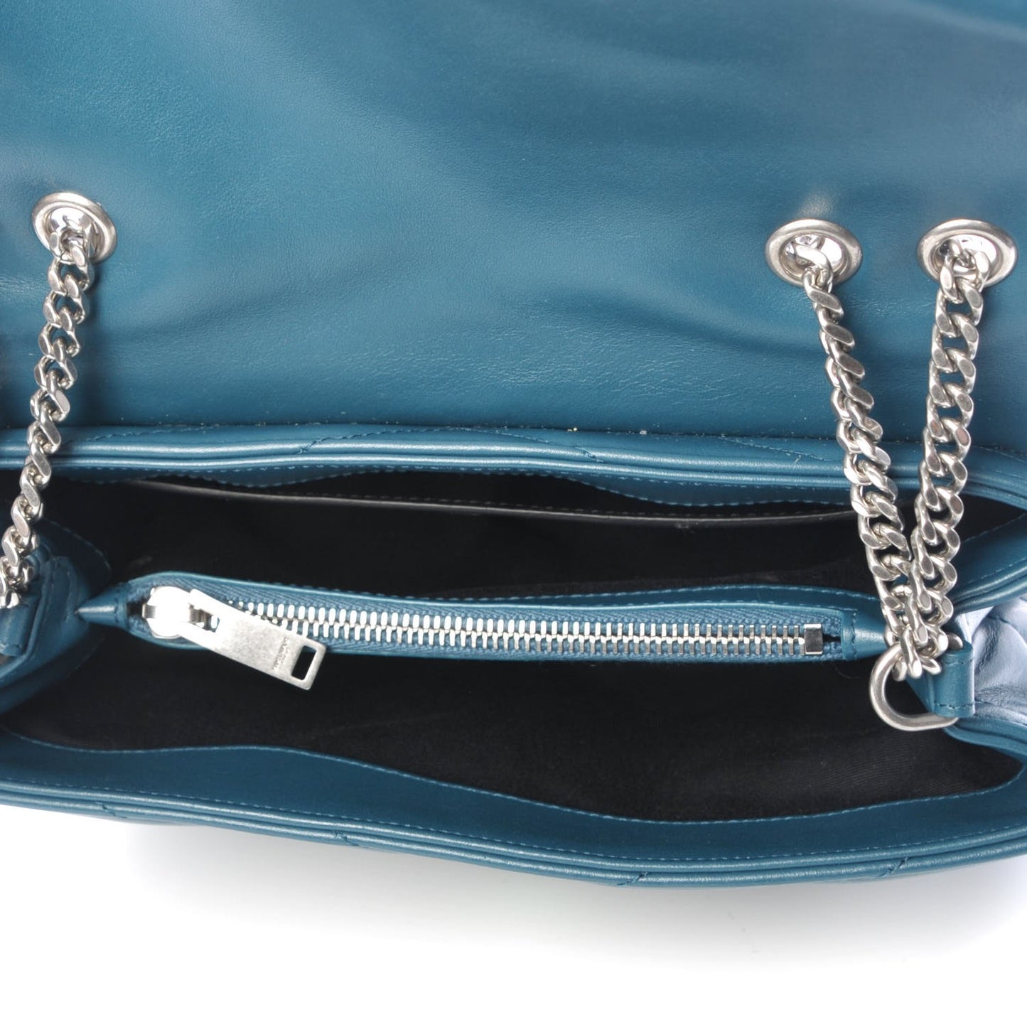 Calfskin Y Quilted Monogram Small Loulou Chain Satchel Green