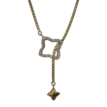 David Yurman 18K Yellow Gold Diamond Quatrefoil Lariat Necklace 3 of 6