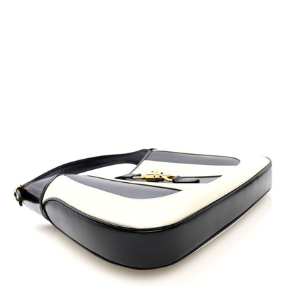 Gucci Boarded Dyana Lux Calfskin Striped Medium Jackie 1961 Hobo Black White 4 of 9