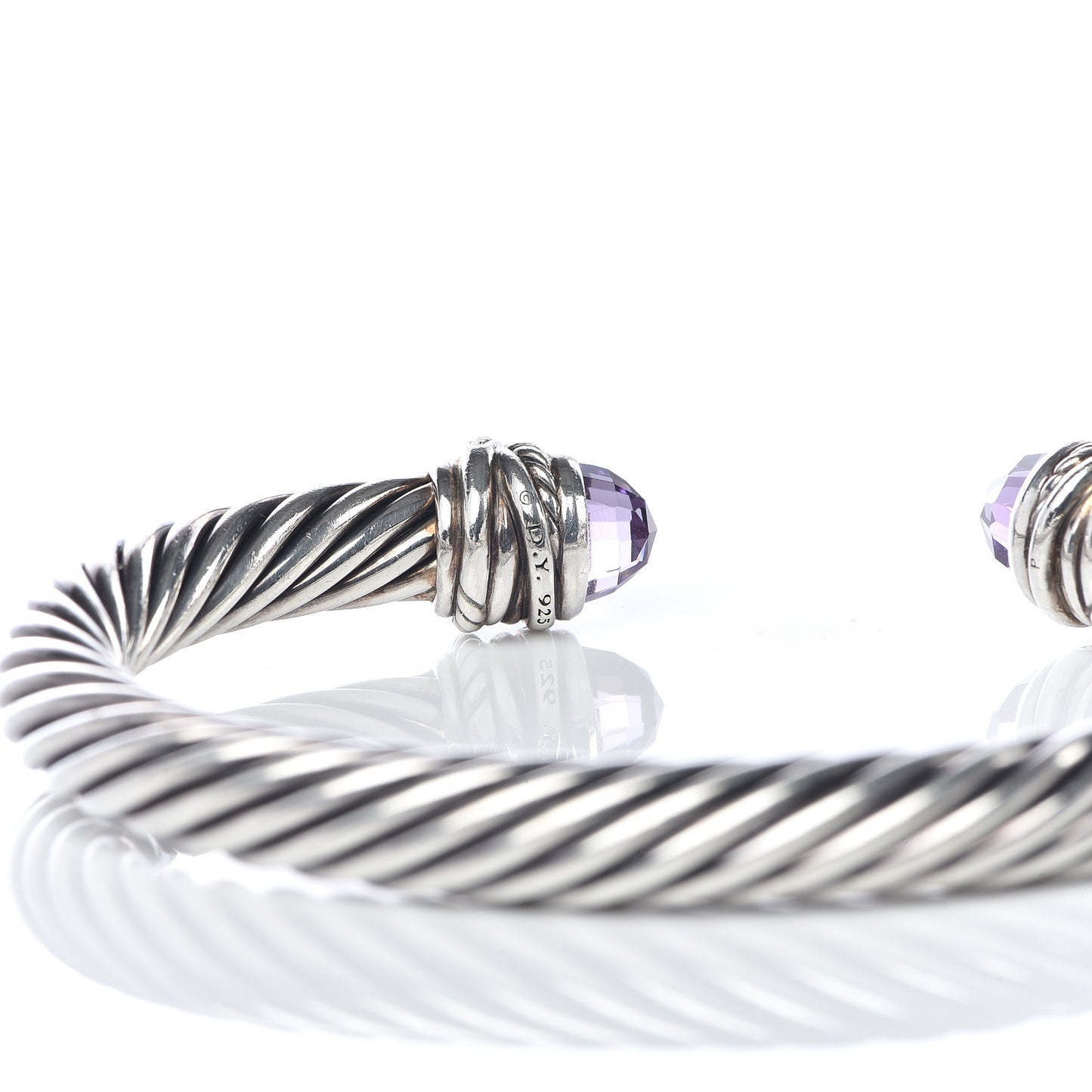 Sterling Silver Diamond Amethyst 7mm Cable Crossover Bracelet