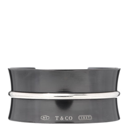 Tiffany Sterling Silver Titanium 1837 Wide Belt Cuff Bracelet 1 of 5