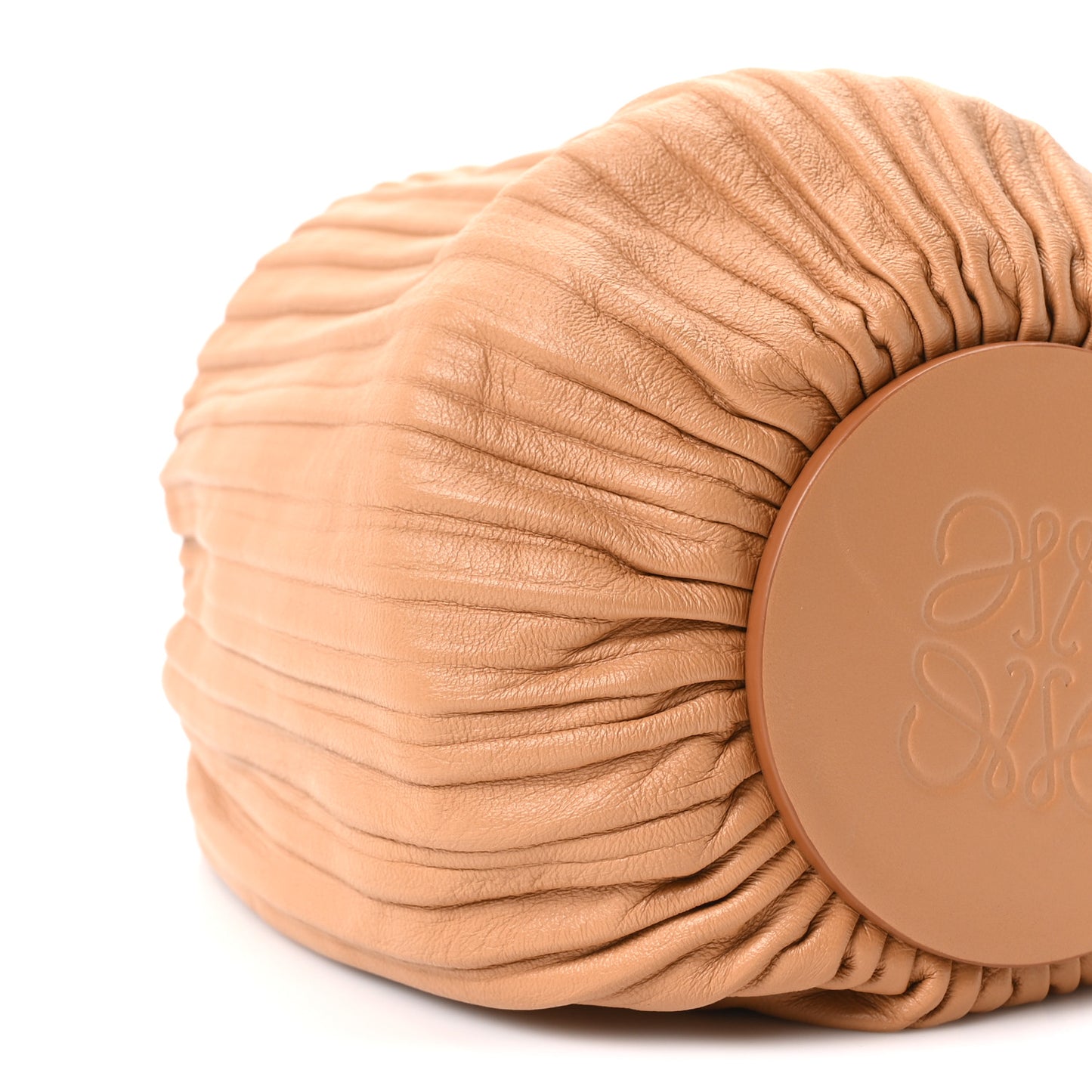 Lambskin Pleated Bracelet Pouch shoulder Bag Warm Desert