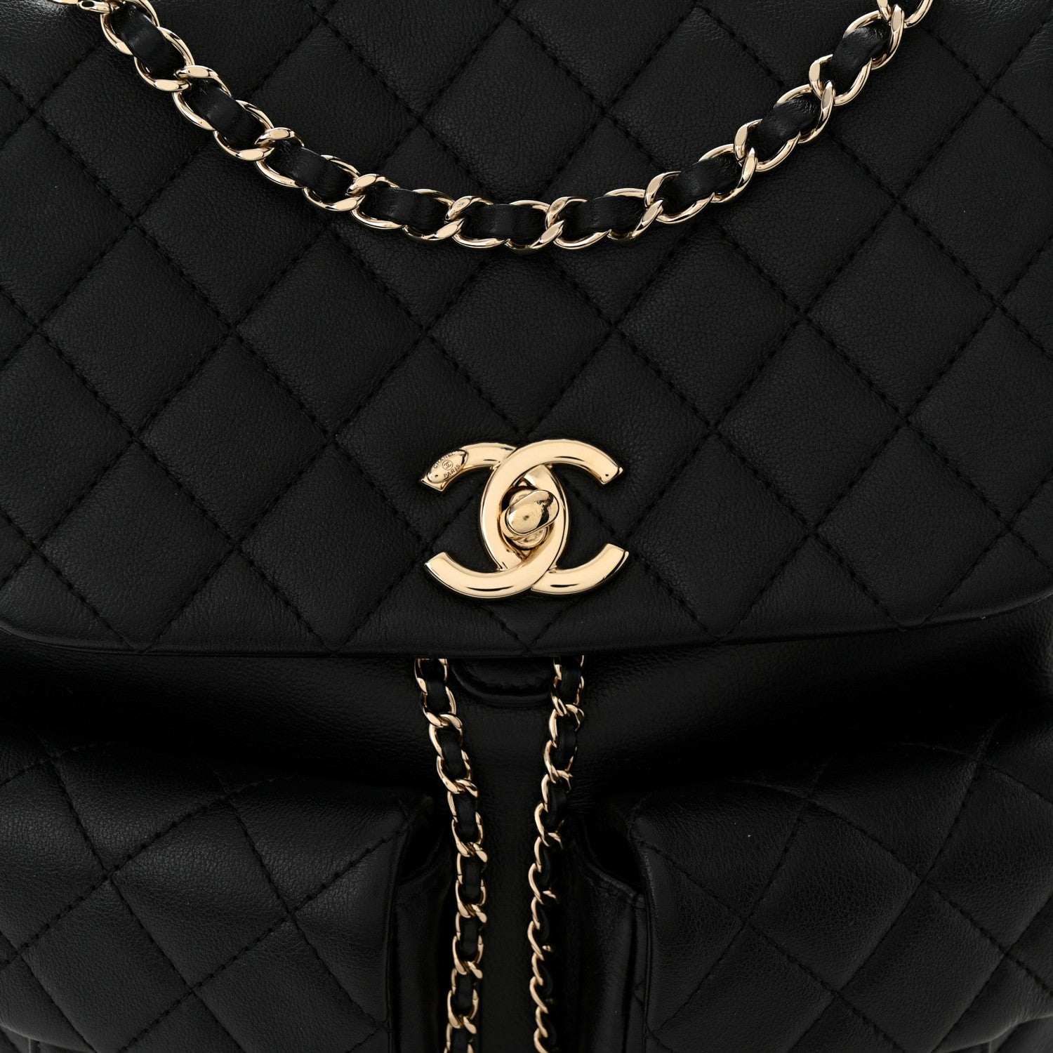 Chanel Calfskin Quilted Large Duma Pockets Drawstring Backpack Black 8 of 11