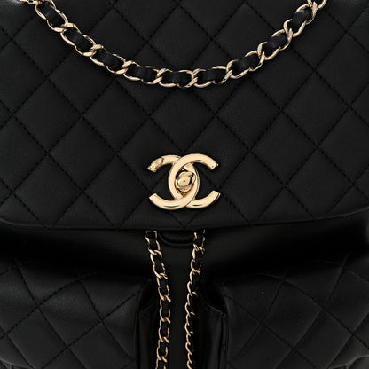 Chanel Calfskin Quilted Large Duma Pockets Drawstring Backpack Black 8 of 11